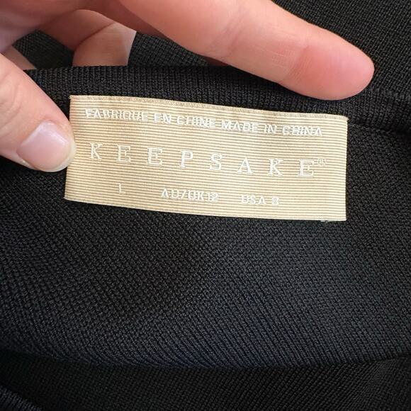 Keepsake One Shoulder Ruffle Trim Black Bodycon Mini Dress Women’s Size US 8 - Picture 2 of 8